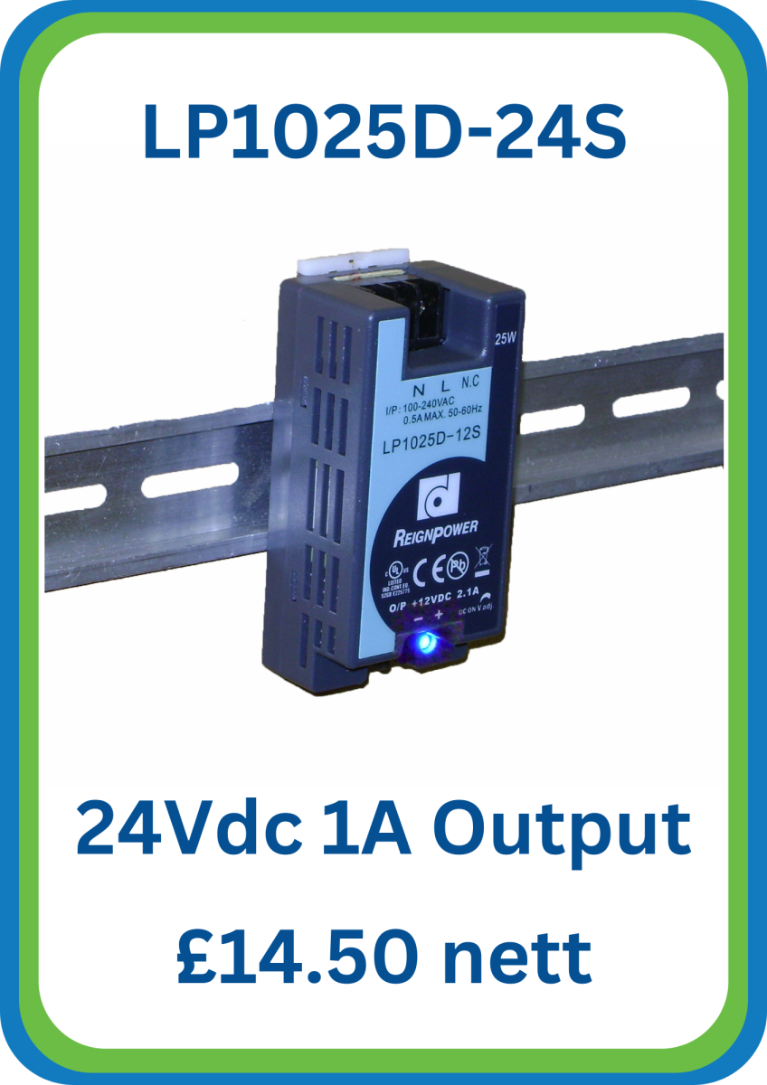 LP1025D-24S 24Vdc 1A Power Supply for £14.50 excluding VAT